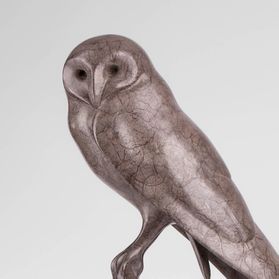 Bronze Barn Owl Resting Sculpture 