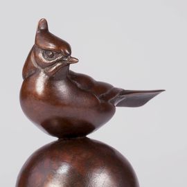 Bronze Tufted Tit Sculpture