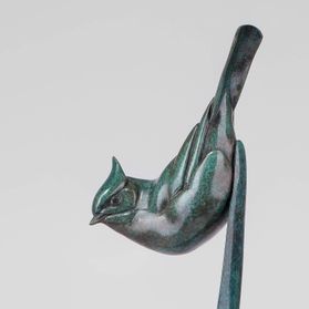 Bronze Tufted Titmouse Sculpture 